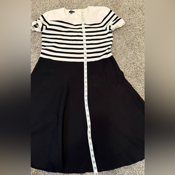 Talbots Petites Striped Bodice Fit And Flare Black And White Dress Medium - Picture 5 of 9